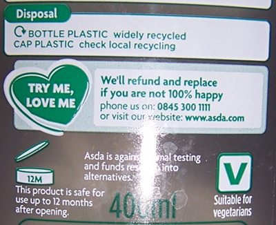 Disposal: BOTTLE PLASTIC widely recycled
