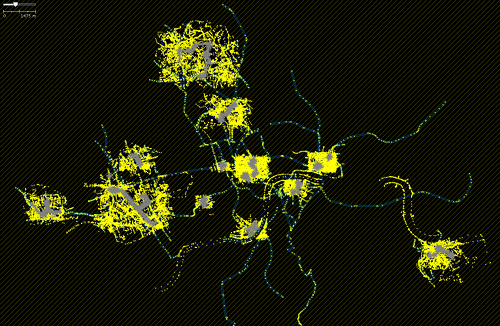 [Clusters of GPS tracks around London]