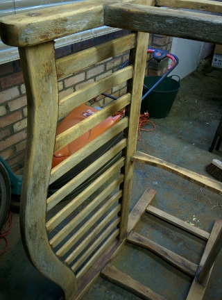 [Top side of the bench after sanding]