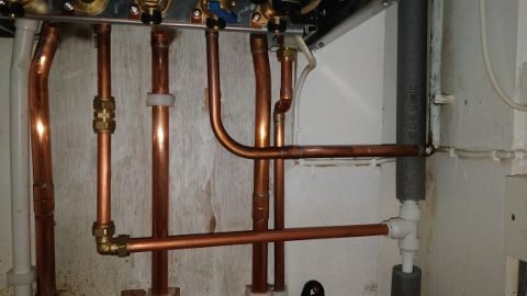 [Boiler reconnected with 15mm hot water pipe]