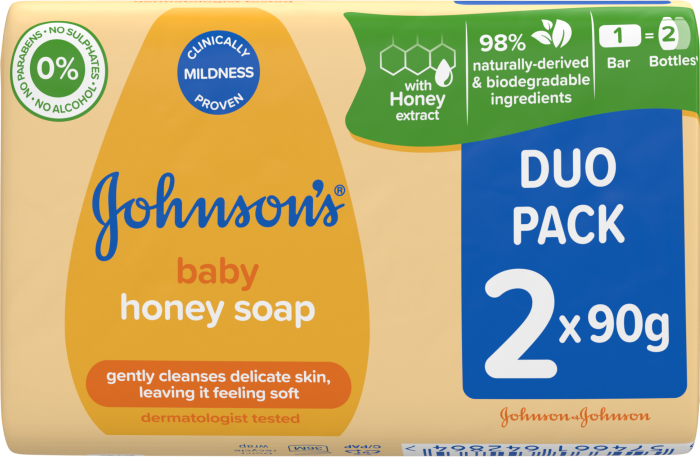 
Johnson's Baby Honey Soap (pack of 2x90g bars)